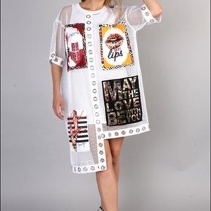 NWT For Her Sheer Mesh with Grommets Dress